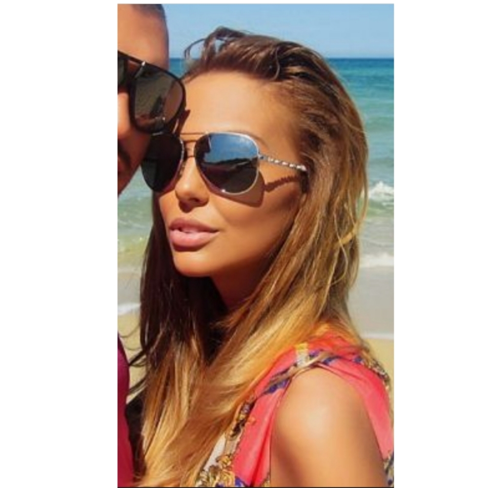 Authentic Chanel 4194-Q 124/88 Aviator Sunglasses Silver & White / Gray Mirror